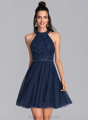 Lace Dress A-Line Tulle Miranda With Beading Short/Mini Homecoming Neck Homecoming Dresses Scoop