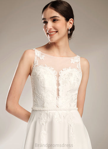 Chiffon With A-Line Sweep Sequins Dress Lace Illusion Wedding Wedding Dresses Alyssa Train