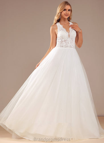 Lace Wedding Lace Court Ball-Gown/Princess V-neck Dress Irene Wedding Dresses Sequins With Train Tulle