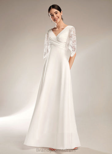 Wedding With Sheath/Column Dress V-neck Makenzie Lace Floor-Length Chiffon Wedding Dresses