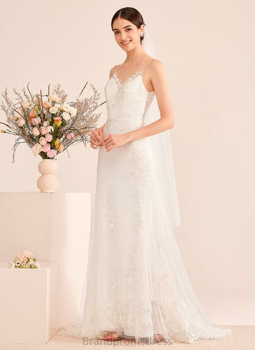 Tulle Mackenzie Lace With Wedding Dress Court A-Line V-neck Wedding Dresses Train Sequins