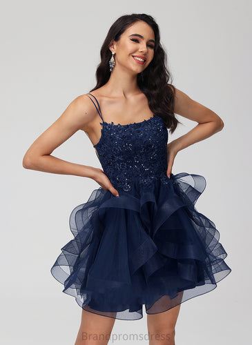 Dress Lace Raven Scoop Ball-Gown/Princess Sequins Homecoming Tulle Homecoming Dresses With Neck Short/Mini