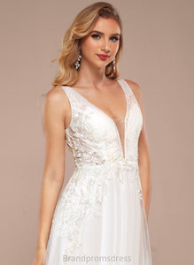 Train Lace Dress Wedding Dresses Sweep Sequins Tulle With Greta A-Line V-neck Wedding