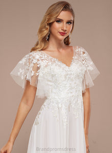 Liliana Dress Lace Wedding Dresses Ruffle Tulle V-neck A-Line With Wedding Asymmetrical