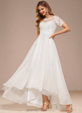 Load image into Gallery viewer, Lace Wedding Jazmine Neck Dress Asymmetrical Boat Wedding Dresses Chiffon A-Line