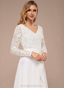 Dress Wedding Chiffon V-neck Lace Asymmetrical A-Line Rhianna Wedding Dresses