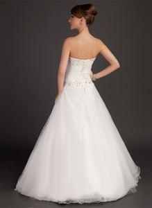 Beading Ball-Gown/Princess Lace Ruffle With Floor-Length Dress Organza Sweetheart Wedding Lina Wedding Dresses