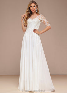 Floor-Length Dress Lace Chiffon Wedding A-Line Wedding Dresses V-neck Madeleine