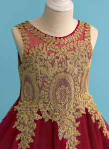 Flower Lace With - Neck Tulle Dress Shirley Girl Knee-length A-Line Flower Girl Dresses Scoop Sleeveless