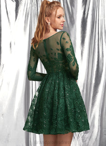 Neck With Lace Sequins A-Line Dress Lace Short/Mini Homecoming Homecoming Dresses Scoop Natalia