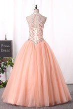Load image into Gallery viewer, 2024 Quinceanera Dresses Ball Gown High Neck Tulle With Applique Lace Up
