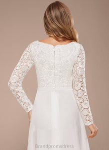 Dress Wedding Chiffon V-neck Lace Asymmetrical A-Line Rhianna Wedding Dresses