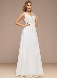 V-neck Carley A-Line Dress With Wedding Sequins Wedding Dresses Lace Floor-Length Chiffon