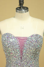 Load image into Gallery viewer, 2024 Plus Size Sweetheart Beaded Bodice Mermaid Taffeta Prom Dresses Floor Length Grape