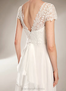Dress V-neck Lace Bow(s) Court A-Line Wedding Dresses Train Wedding With Mina Chiffon