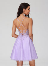 Load image into Gallery viewer, V-neck Tulle Homecoming Dresses Emerson Lace Beading A-Line With Homecoming Short/Mini Dress