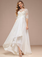 Load image into Gallery viewer, Wedding Adalyn Neck A-Line Chiffon Asymmetrical Dress Wedding Dresses Lace Boat