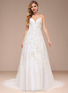 Reese Ball-Gown/Princess Train Wedding Lace Wedding Dresses Court Dress Tulle V-neck With Sequins