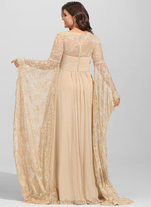 Natalee A-Line With Floor-Length Beading Square Ruffle Dress Wedding Chiffon Wedding Dresses Lace